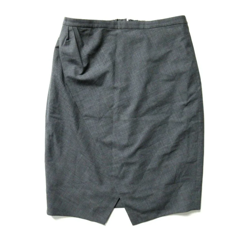 NWT J.Crew 365 Asymmetrical Pencil in Heather Coal Gray Everyday Wool Skirt 10